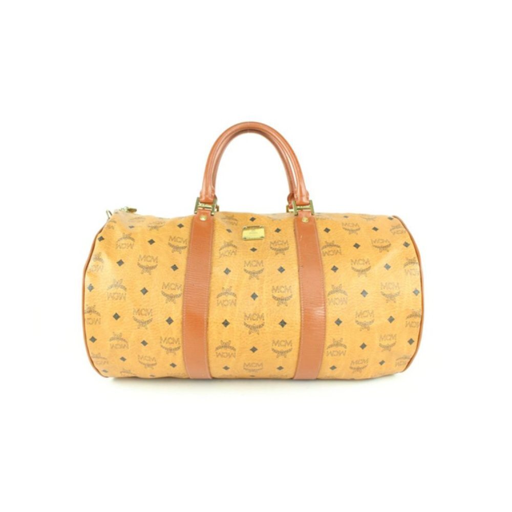 MCM Large Cognac Monogram Visetos Boston Duffle Bag 107m41